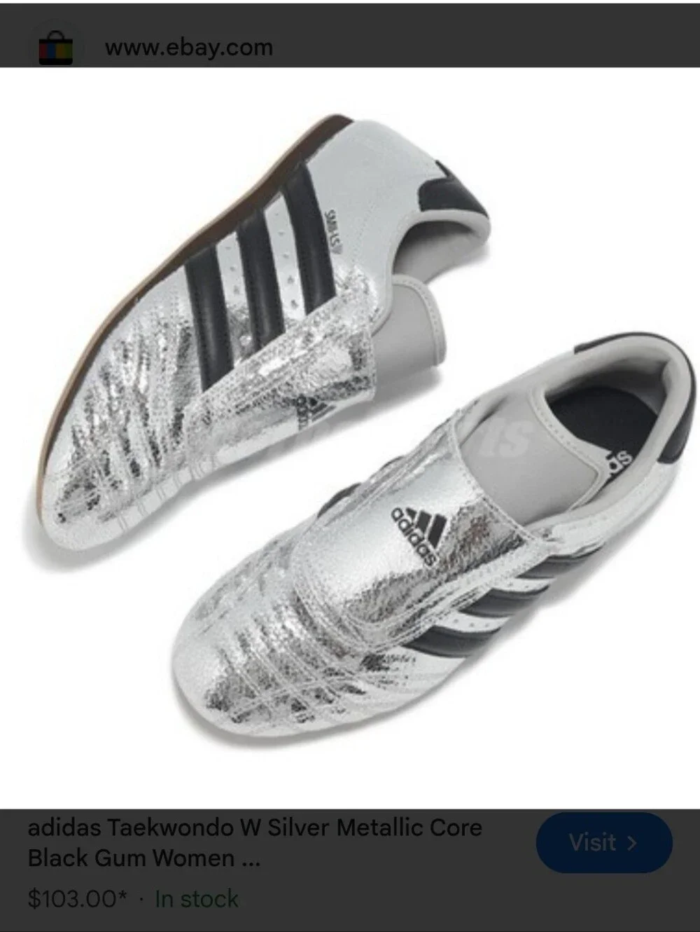 adidas Taekwondo Silver Metallic Women's Sneakers.
